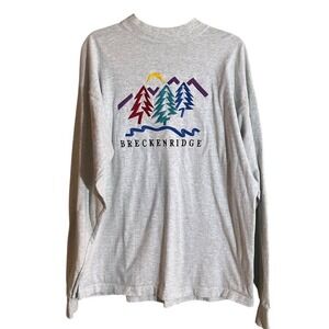 Breckenridge Colorado Embroidered Mountains Fruit Of The Loom Gray Sweatshirt XL